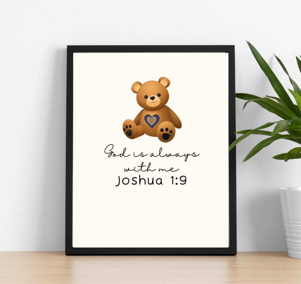 Mindful Me and Co, "God is always with me" affirmation wall art! This frame and print combination is simple and minimal yet full of love and encouragement - perfect for your nursery or child's bedroom. 