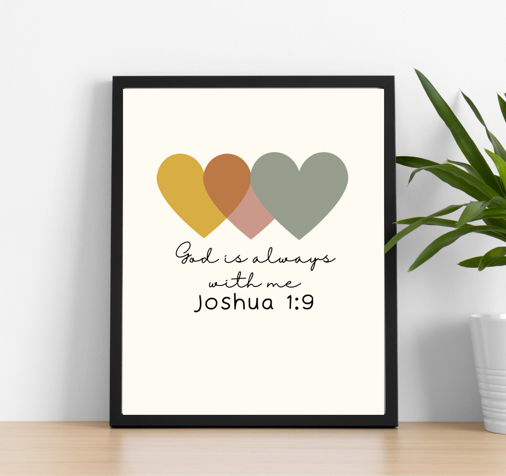 Mindful Me and Co, "God is always with me" affirmation wall art! This frame and print combination is simple and minimal yet full of love and encouragement - perfect for your nursery or child's bedroom. 