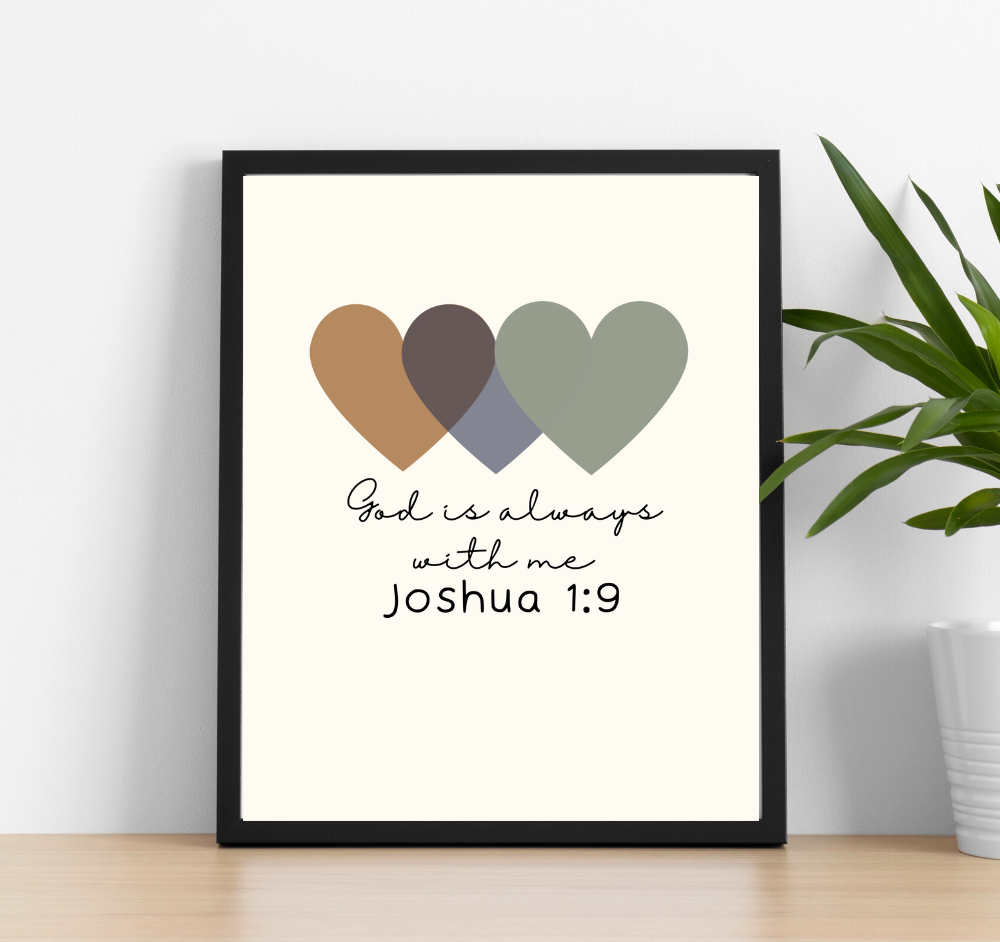 Mindful Me and Co, "God is always with me" affirmation wall art! This frame and print combination is simple and minimal yet full of love and encouragement - perfect for your nursery or child's bedroom. 