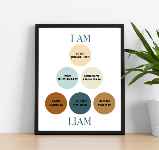 "I am" Personalized Affirmation Wall Art for Kids