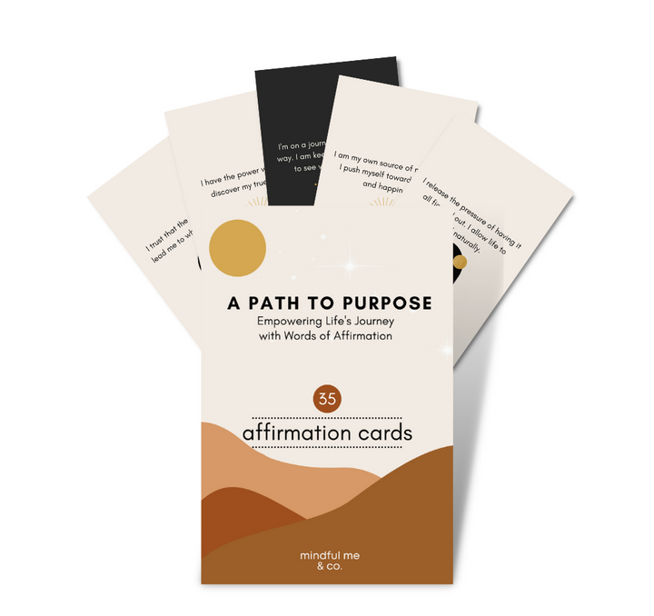 Mindful Me and Co Affirmation Cards Deck motivate inspire purpose and passion direction life purposeful life, affirmations, meaningful journey, empowering, fulfilling path, discover purpose, positive mindset, self-growth, align with purpose, transformation, living with purpose.