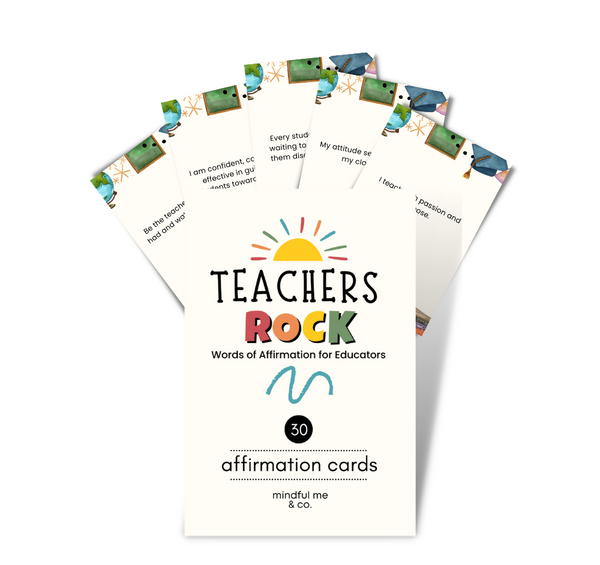 Mindful Me and Co Teachers Rock Affirmation Card Deck School Educator Colorful Flash Cards Self esteem Positive Choices Card Deck Customized Positivity Self love Self care Inspirational Motivational Motivate Mindfulness Daily Powerful Confidence Beginners A good day Thinking Empowerment Meditation Quotes Words of encouragement Tools help Positive affirmations Flash Cards Self esteem Gift for teachers Class rules Classroom Class values SEL Poster students