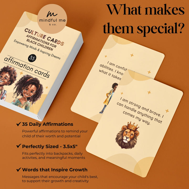 Empowering affirmation cards designed for Black children's confidence.