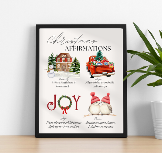 Mindful Me and Co. 8x10 Christmas Affirmations Wall Art print with frame!