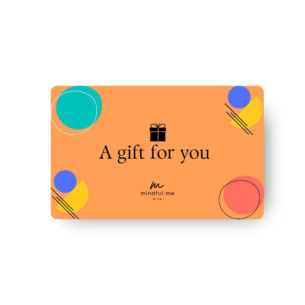 Mindful Me and Co gift card. Give the gift of empowerment and encouragement to a child, friend, mom or dad. affirmation card decks. positive thinking, thoughtful gifts for teachers mothers children fathers mental health empowerment I am affirmation card decks. Affirmation wall art and decor