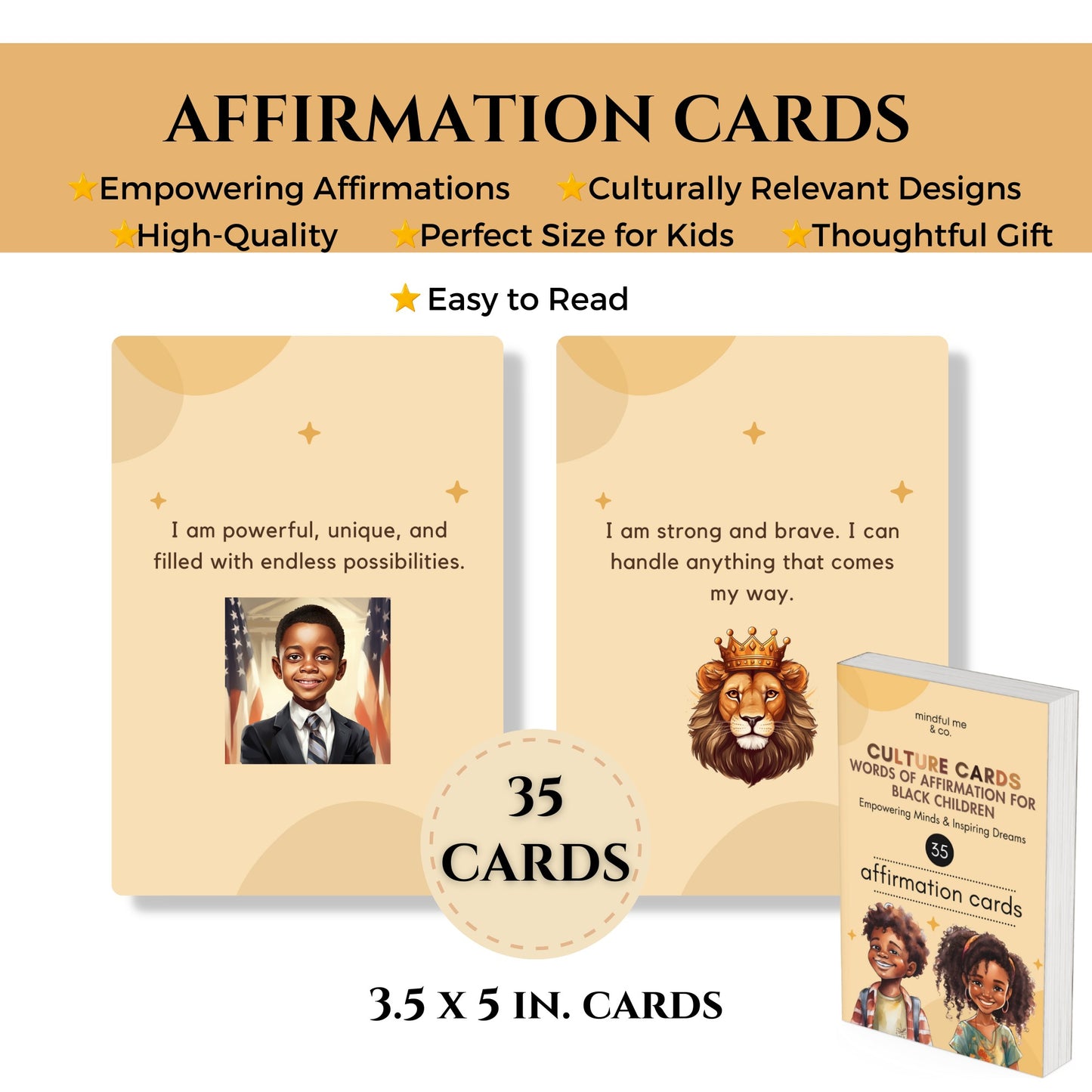 Affirmation Cards for Black Kids Girls Boys Children Affirmations Gifts Empower Confidence Card Daily Positive Black History Juneteenth 
